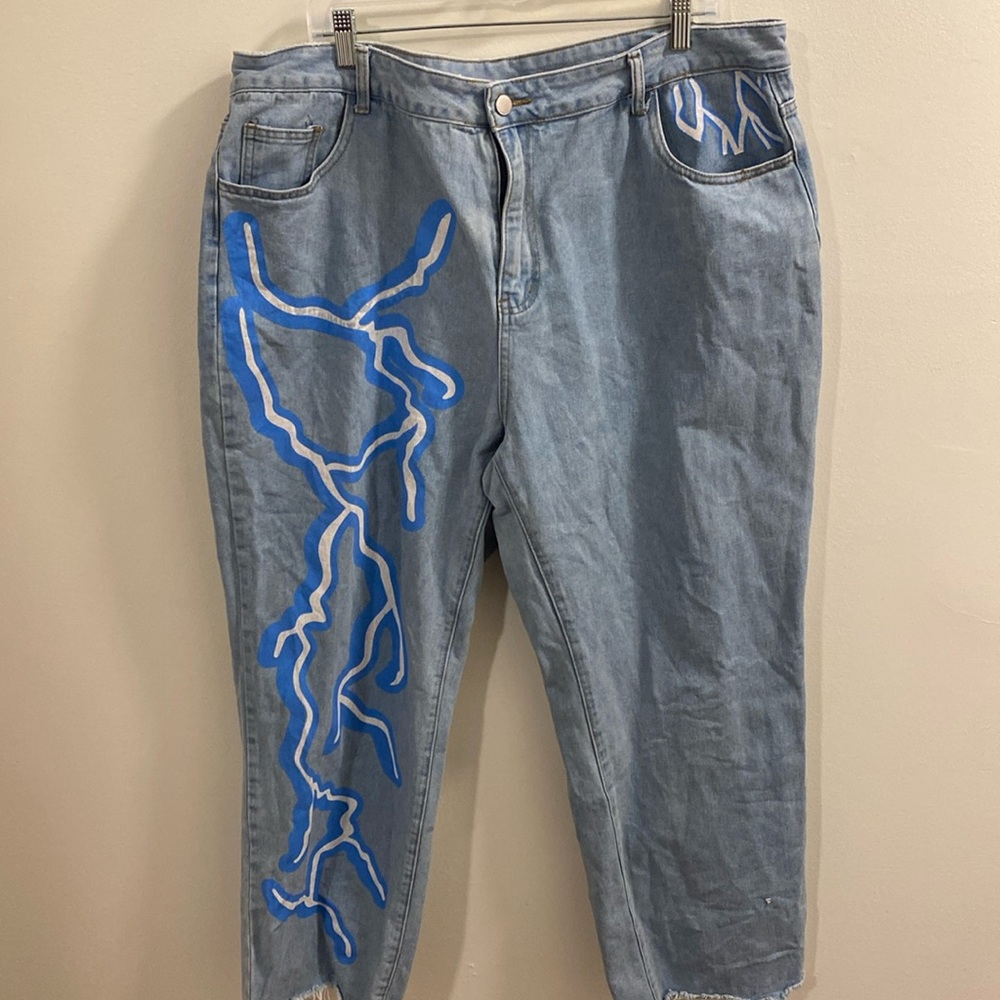 SHEIN Curve Lightening bolt Jeans 4XL